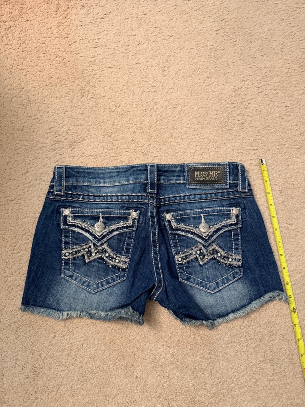 Miss Me Dark Blue Embellished Denim Jean Shorts